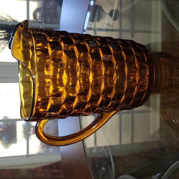 💘VINTAGE INDIANA AMBER COLONY WHITEHALL GOBLET WATER PARFAIT GLASS PITCHER LGE - Picture 6 of 12